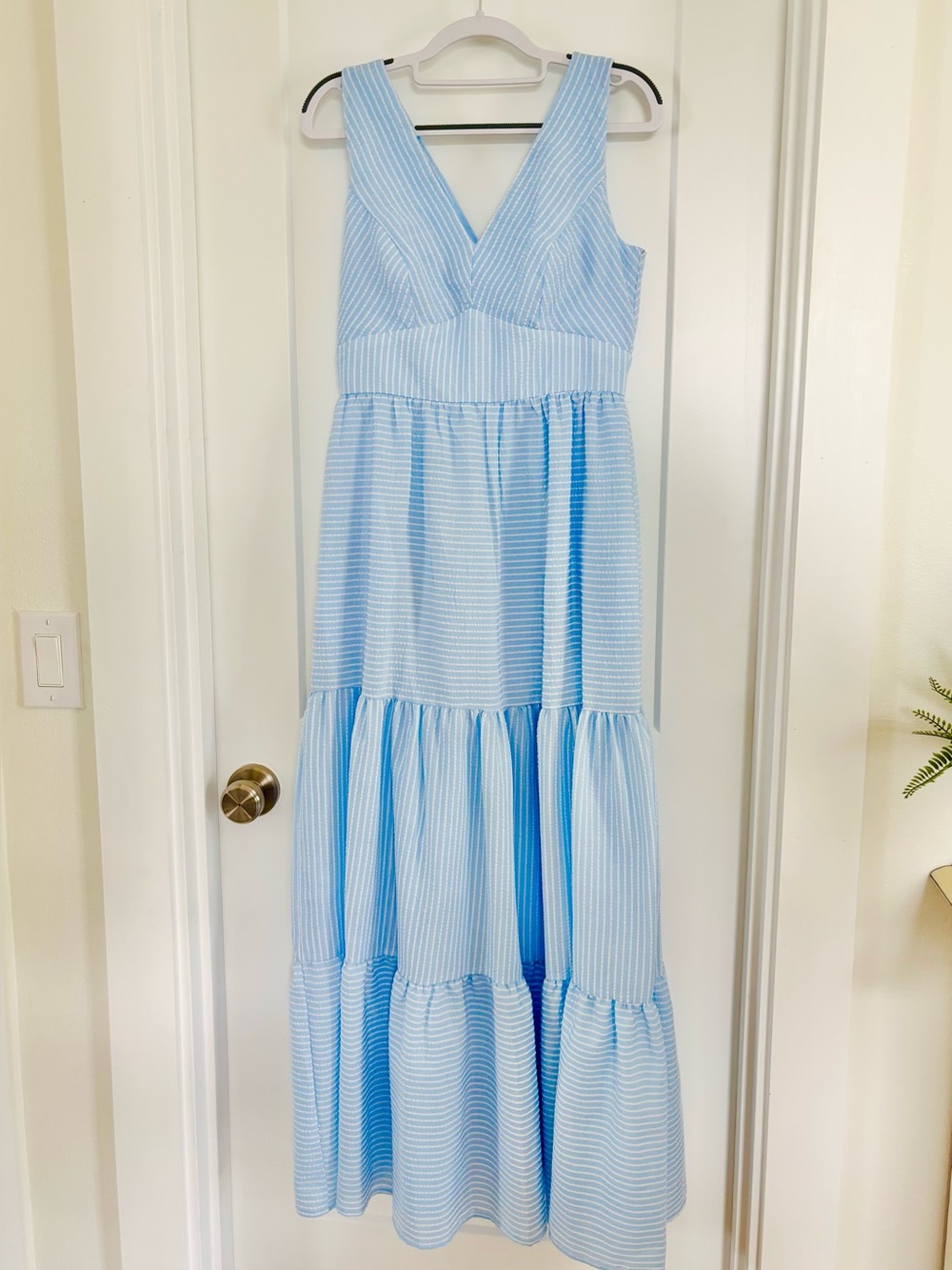 Stripped Dress Light Blue and White Beach Dress Wedding Guest Blue Dress Summer